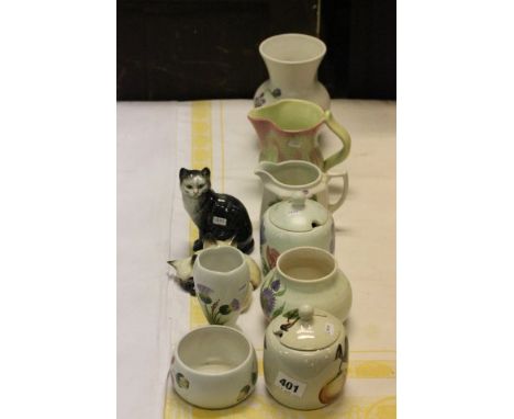 Seven Items of Radford and one Crown Devon plus Beswick Pair of Siamese Kittens, model 1296 together with a Beswick Steel Gre