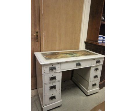 Edwardian Painted Twin Pedestal Ladies Desk