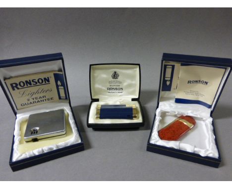 Two Cased Ronson Lighters plus another Lighter in a Ronson Case