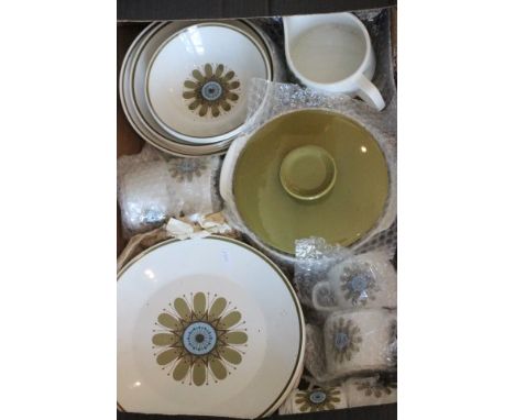 J & G Meakin (Retro) 'Galaxy' Set, 32 pieces including 9 Dinner Plates, 8 Cups, 6 Saucers, Jug, Sugar Bowl, 2 Dessert Bowls, 