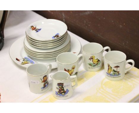 Part Keeley Pottery Child's Tea Service featuring Tom Mix, Little Tuck, etc
