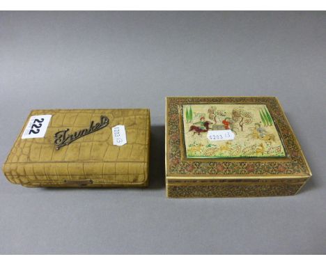 Early 20th century Trinket Box with various Cufflinks and Studs plus a Small Persian Style Box