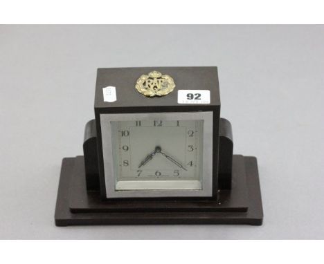 Art Deco Bakelite Mantle Clock with WW2 RAF Badge
