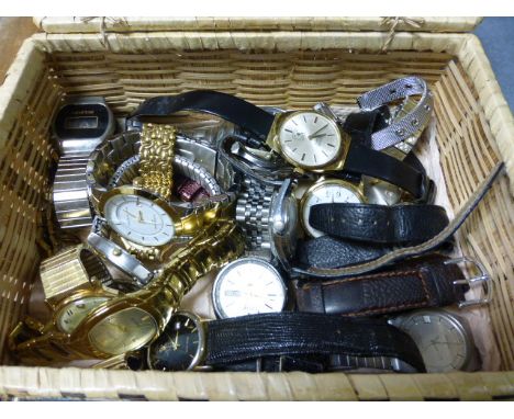 Basket of Gents Wristwatches including Rotary, Casio, etc
