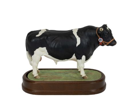 Royal Worcester porcelain "British Friesian Bull", modelled by Doris Lindner, circa 1964, printed marks, limited edition of 5