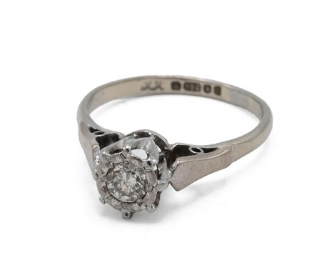 An 18ct white gold and single stone diamond ring, the brilliant cut diamond weighing approximately 0.25 carats, finger size K