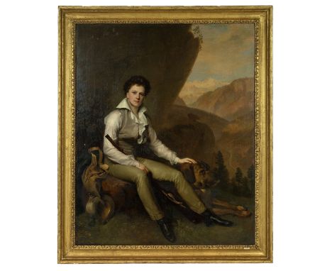 Firmin Massot (Geneva 1766-1849) Portrait of John Campbell, 5th Earl and 2nd Marquess of Breadalbane, seated with his hunting