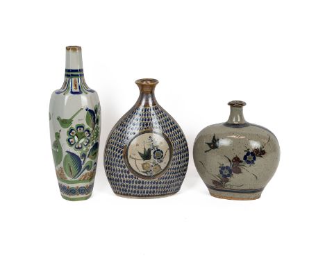 Ken Edwards for Palomar and Tonala - Mexico - mid 20th century pottery vases to include a tall faceted baluster form vase wit