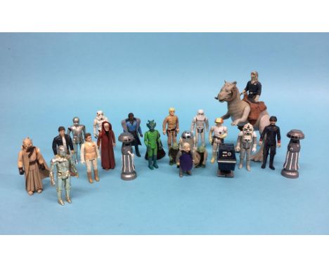A collection of vintage Star Wars figures, to include Han Solo, Tuskan Raider, Han Solo riding a Tauntaun, Snow Trooper, Ugna