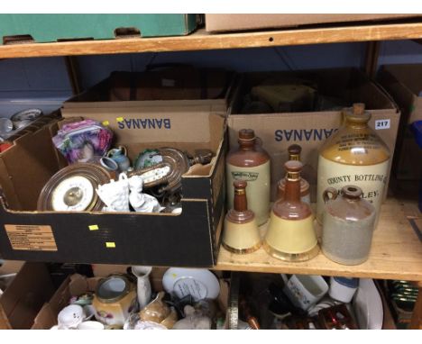 Three boxes of assorted, to include a barometer and books etc.