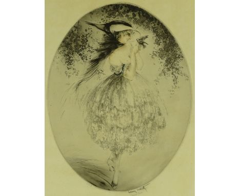 Louis Icart (1888-1950), coloured etching, The Favourite, signed in pencil, published 1920, plate size 19" x 14.5", framed.
