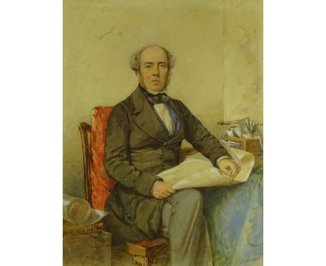 O Oakley, watercolour, portrait of a gentleman, dated 1853, unsigned, 17" x 13", framed.