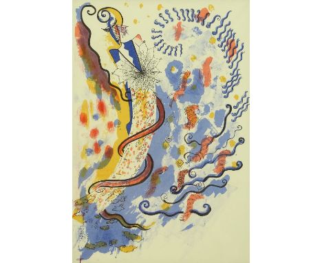 Zandra Rhodes, colour print, fashion design, 14" x 10", mounted.