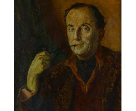 Henry Oscar, oil on canvas, portrait of Prendergast, signed with Royal Society exhibition label verso, 30" x 20", framed.