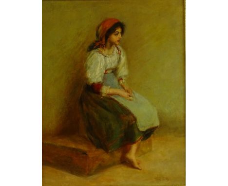 Oil on canvas, portrait of a girl, signed with monogram, GSH? dated 1909, 18" x 14", framed.