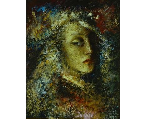 Martiros Manoukian, serigraph print, portrait study, signed and numbered from an edition of 100, image 29" x 23", framed.