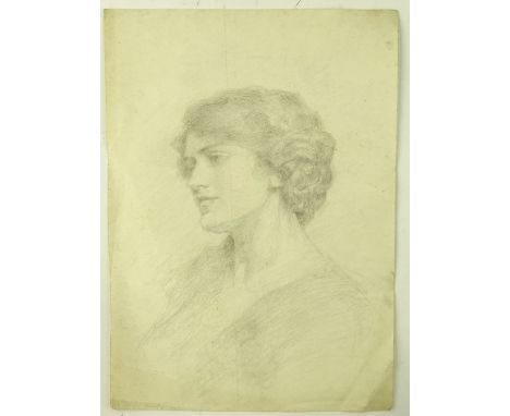 Attributed to Harold Speed, pencil drawing, portrait of a lady, unsigned, 13.5" x 9.5", unframed.
