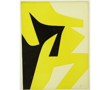 Jean DeWasne, colour lithograph abstract, Editions Denise-Rene circa 1950s, signed with pencil monogram, 12" x 9.5", unframed