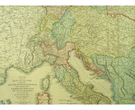 C Smith, hand coloured map print of Europe 1807, unframed.