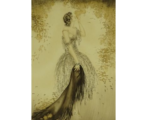 Louis Icart (1888-1950), coloured etching, Le Chale Noir (the black shawl) published 1925, plate size 17" x 12", framed.