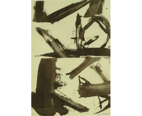 Willem De Kooning (1904-1997), artist proof print, abstract, signed in pencil, image size 13.5" x 9.5", framed.