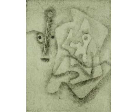 Paul Klee, lithograph circa 1950s, abstract, published by Museum Of Modern Art, New York, image 7" x 5.5", mounted.