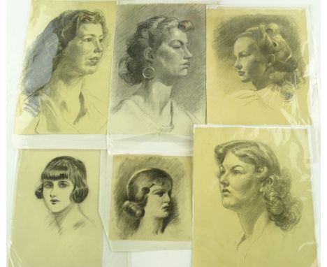 An album of watercolours and pencil drawings, and a folder of early 20th century pencil portrait studies.