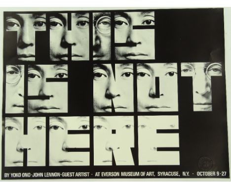 Yoko Ono, rare original poster for her first major solo exhibition in New York, This Is Not Here, 18" x 24", unframed.