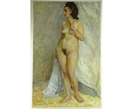 Vira Varyanska (born 1983 Poltava Ukraine), oil on canvas, female nude portrait, inscribed verso, 48" x 30", unframed.