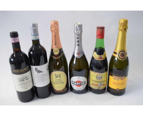 2018 montepulciano Contessa, 1 bottle; La Marca Prosecco, 1 bottle; Cuvee Iimperiale Berlucchi Rose Sparkling, 1 bottle; 2007