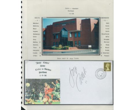 Football Celtic Jorge signed 1996 Debut v Aberdeen match cover with photo on A4 descriptive display. Set with hagner corner m
