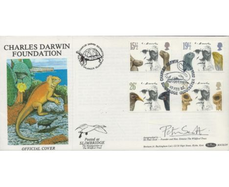 WW2 WWT Sir Peter Scott DSC signed scarce 1982 Benham official Charles Darwin Slimbridge FDC BOCS(2)9. Good condition. All au