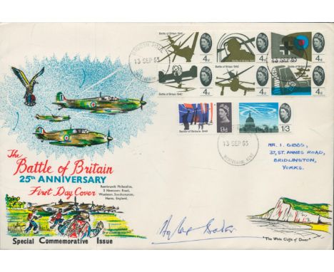 Sir Douglas Bader DSO DFC signed RARE 1965 Battle of Britain FDC with scarce Biggin Hill FDI postmark. Royal Air Force flying