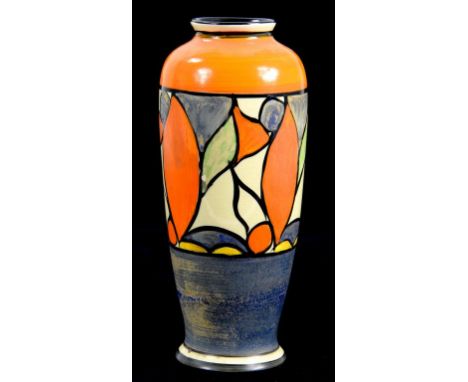 CLARICE CLIFF.  AN AJ WILKINSON WINSOME VASE, 14CM H, PRINTED BIZARRE MARK, CIRCA 1929 (BLUE ENAMEL DEGRADED)