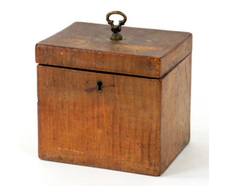 A REGENCY SATINWOOD TEA CADDY, 12CM W