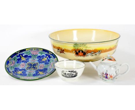 A CHINESE FAMILLE ROSE GLOBULAR TEAPOT AND A COVER, 13CM H, CIRCA 1770, A ROYAL DOULTON SERIES WARE CHAMBER BASIN, A ROYAL DO