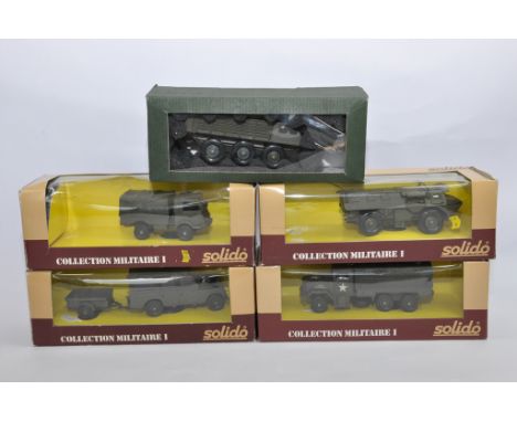 Group of Diecast Solido Military issues including Alvis Stalwart, Kaiser Truck, Land Rover and others. Generally E to NM with