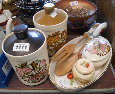 Two vintage Royal Worcester Palissy Ware storage jars and trinket pot in the Lotus Blossom pattern, Royal Worcester pot and d