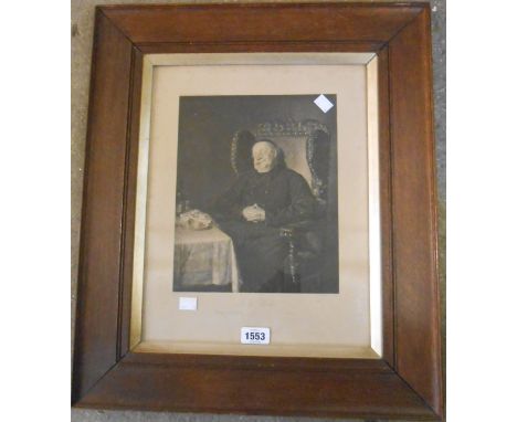 A wide oak framed antique monochrome print entitled 'Forty Winks'