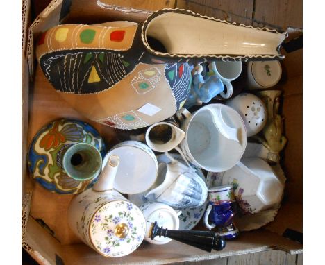 A box containing a quantity of ceramic items including Goebel figurine, Gouda vase, etc. - various condition