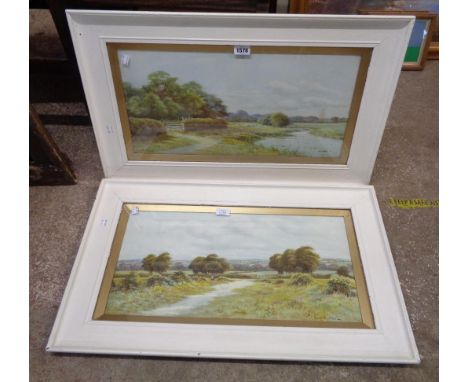 George Oyston: a pair of painted framed coloured landscape prints - sold with a framed monochrome print