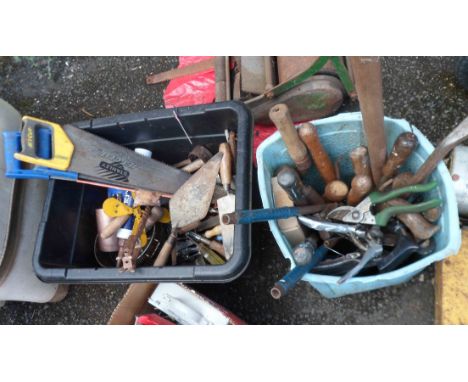 Two tubs containing a large quantity of tools and other items