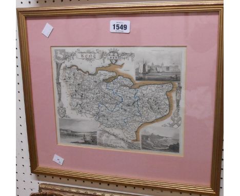 W. Schmollinger: a gilt framed coloured map print of Kent