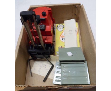 A vintage Victory Industries 'conveyancer' battery powered fork-lift truck - sold with three pallets, original instruction bo