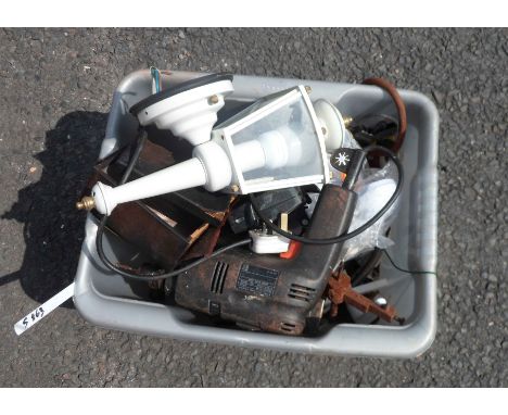 A crate containing a quantity of tools and other collectable items
