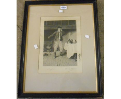 Walter Dendy Sadler: four framed large format monochrome prints, all depicting figures in interiors - sold with another small