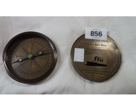 A reproduction Titanic memorial compass with screw top