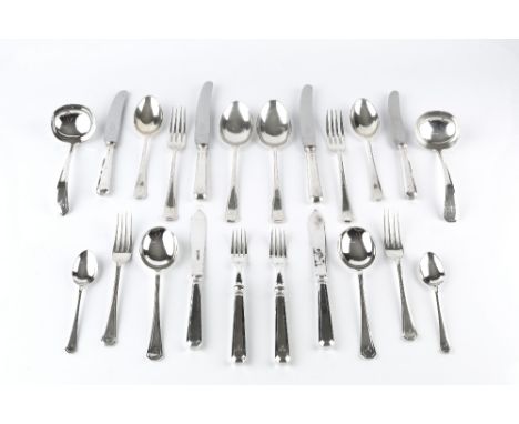 A SERVICE OF SILVER STRATHMORE PATTERN FLATWARE AND CUTLERY, comprising six tablespoons, eleven table forks, twelve dessert s