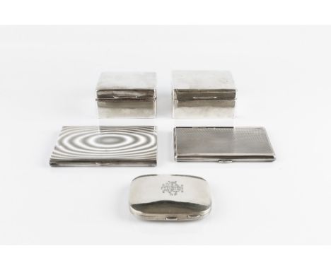 A SILVER RECTANGULAR CIGARETTE CASE, by Tiffany &amp; Co, stamped Sterling, 13.2cms; two further silver cigarette cases, 16 o