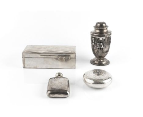 A SILVER BALUSTER CASTOR, with pierced decoration, by C.S. Harris &amp; Sons Ltd, London 1910, (lacks liner); an Edwardian ci